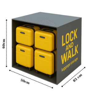 This picture showing the dimensions of the large locker. You can find the size of the locker ( height, depth, width )
