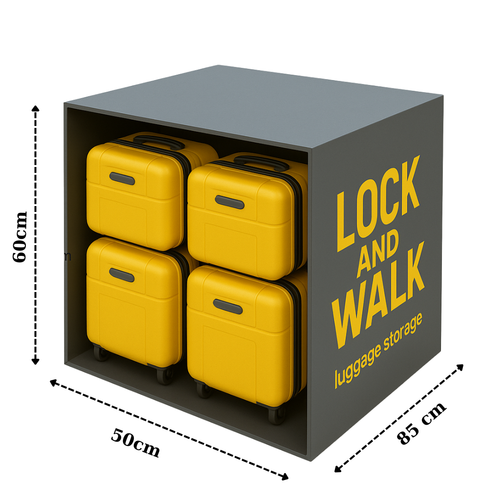 This picture showing the dimensions of the large locker. You can find the size of the locker ( height, depth, width )