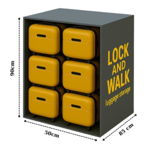 This picture showing the dimensions of the XL locker. You can find the size of the locker ( height, depth, width )