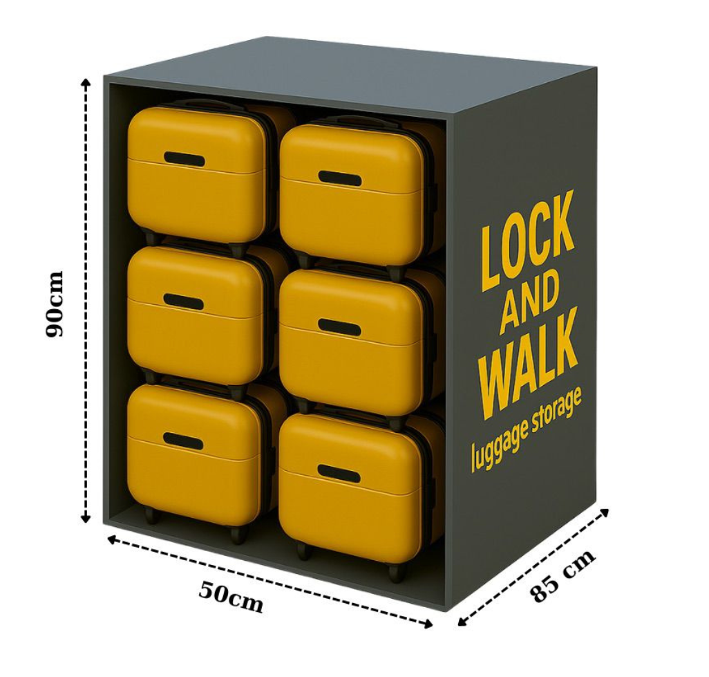 This picture showing the dimensions of the XL locker. You can find the size of the locker ( height, depth, width )